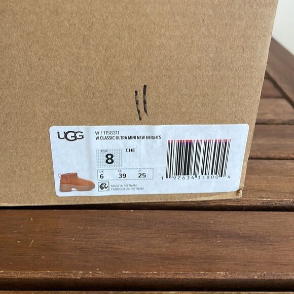 UGG Classic Ultra Mini New Heights Boots Chestnut USA Women Size 8/UK 6/EU 39 - Picture 13 of 13